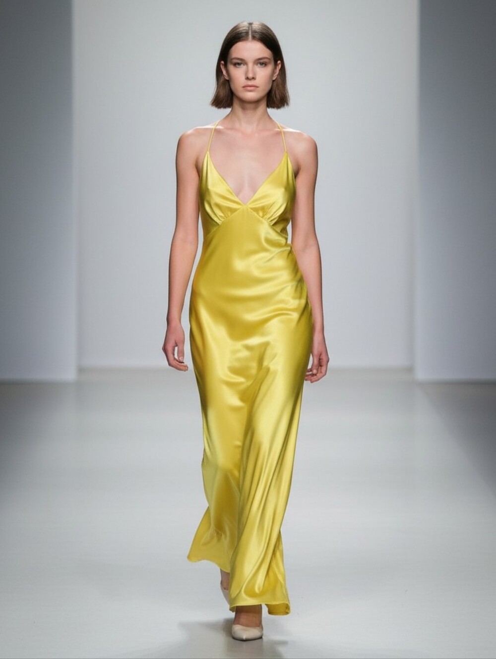 Rumored Sunset Strip Maxi Slip Dress in Soft Yellow Small